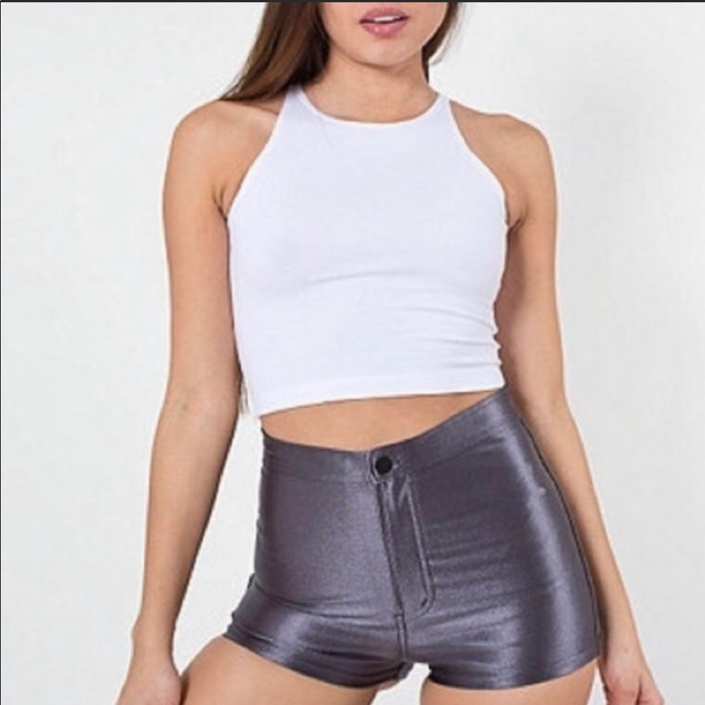 Grey American Apparel High Waist Disco Shorts